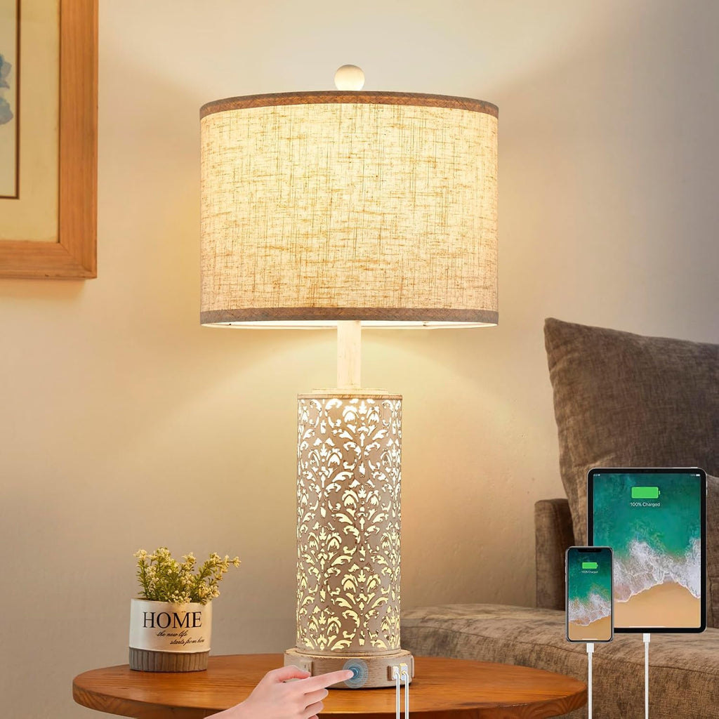 Dimmable Farmhouse Black Bedside Lamp — 26"