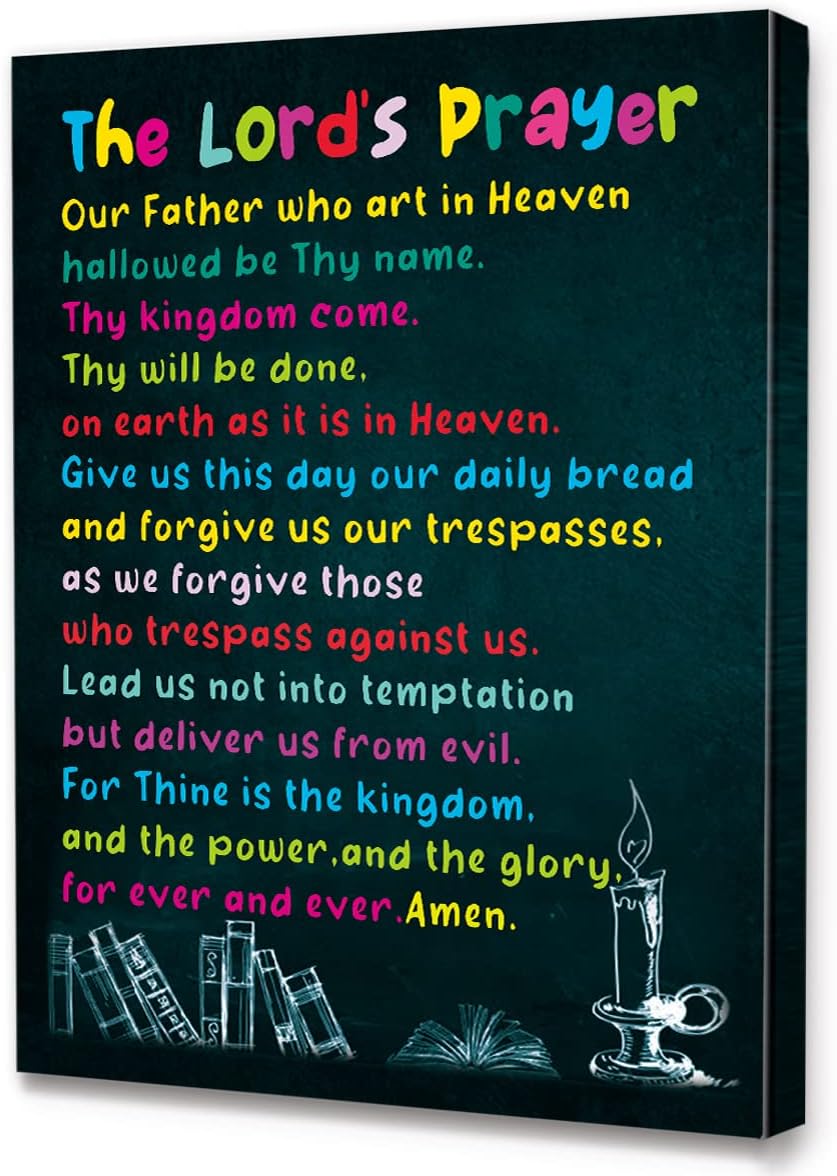 Black Canvas Wall Art — 12" — The Lord's Prayer