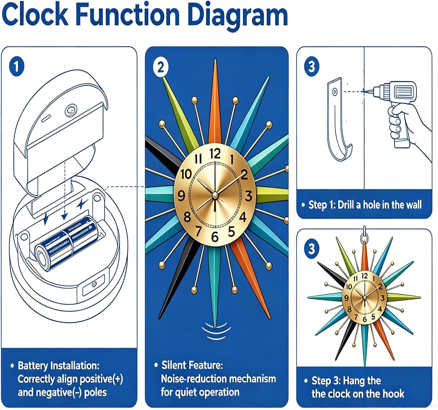 Luxe Metal Wall Clock — 22" - View 6