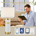 USB Luxe Blue Bedside Lamp — 28" - View 5