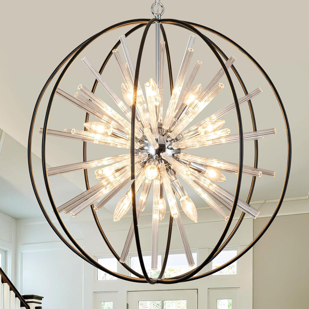 Luxe Black Chandelier — 12-Light — Globe D27"