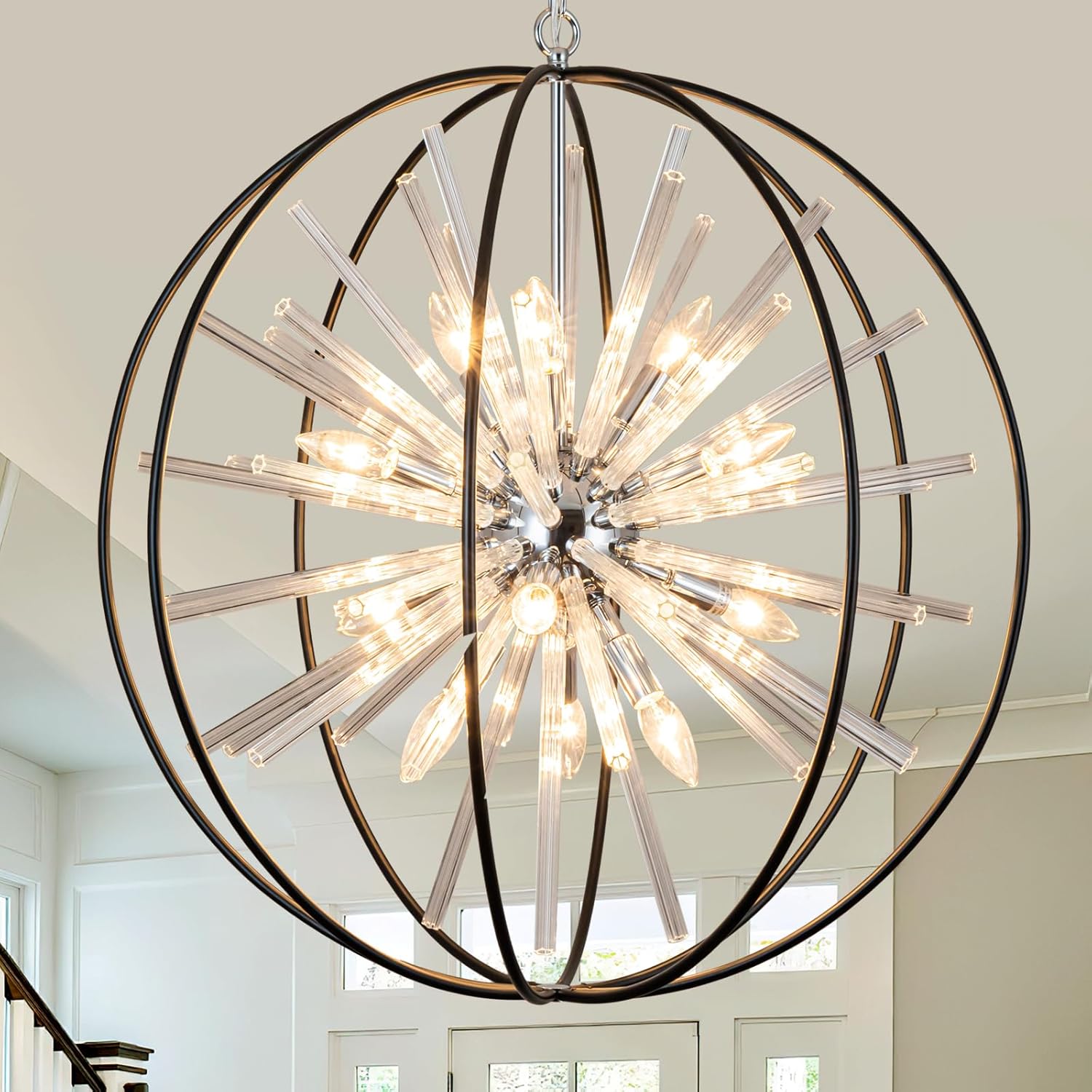 Luxe Black Chandelier — 12-Light — Globe D27"
