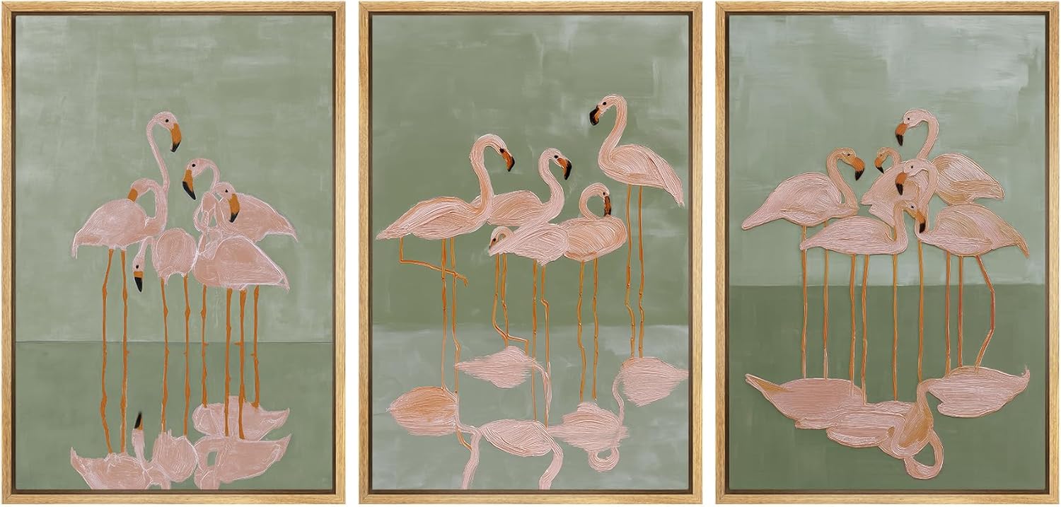 Framed Modern Fabric Wall Art — 24" — 16"x24"x3 Panels Natural