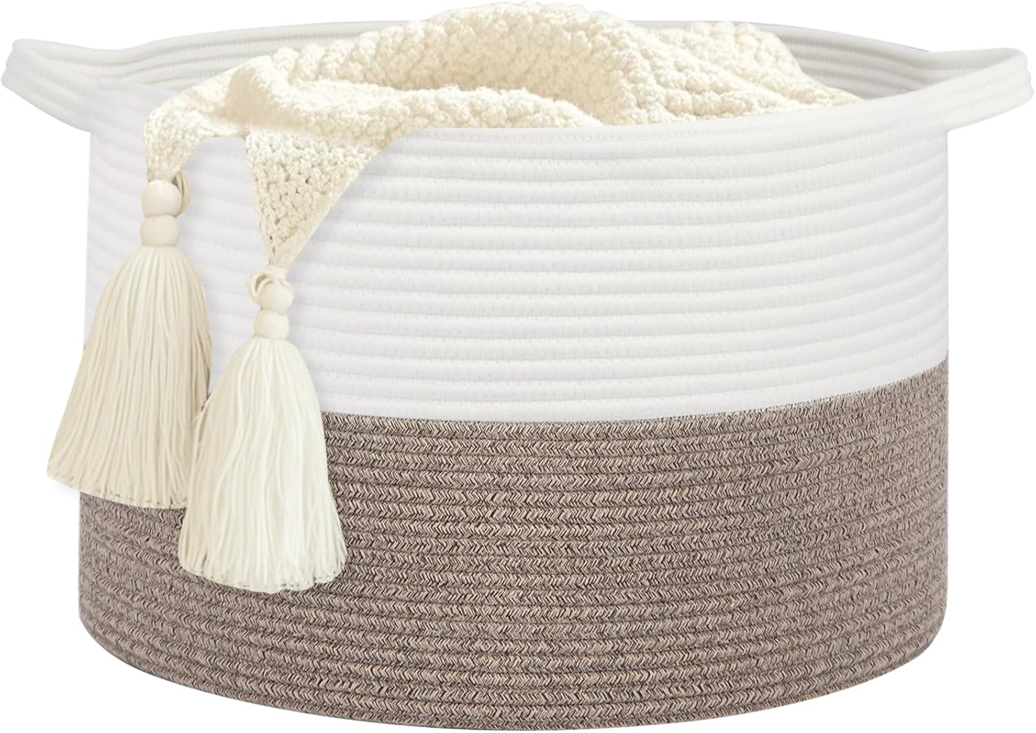 Boho Brown Throw Pillow — 20" — White//Brown