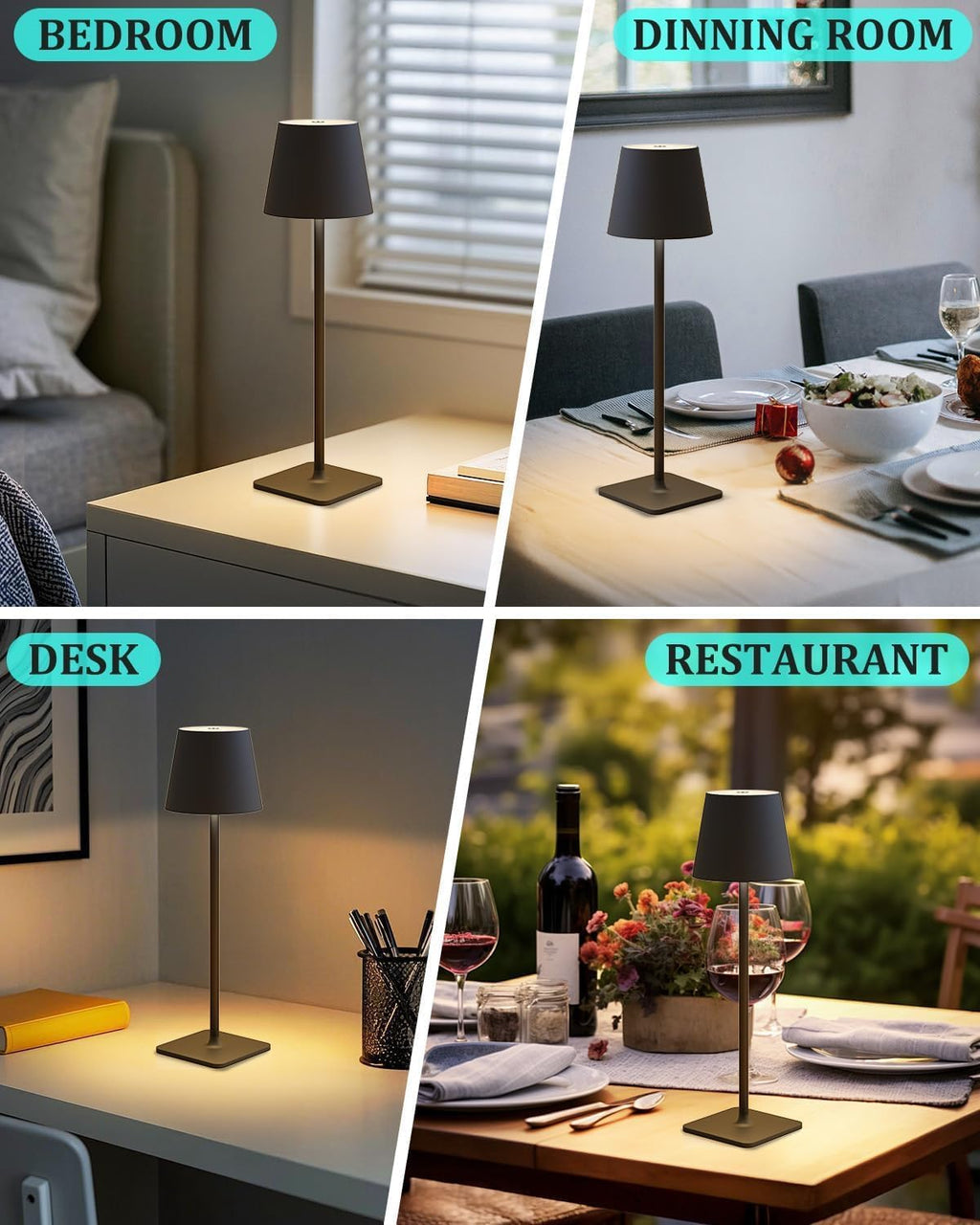 Cordless Black Desk Lamp — Set of 2 - View 7