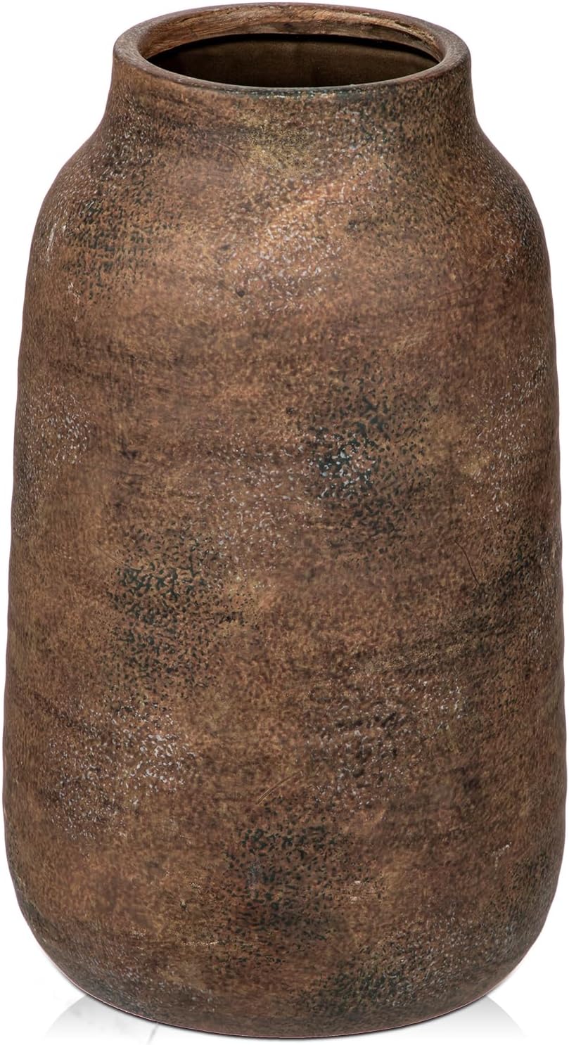 Vintage Farmhouse Brown Vase — 6" — Brown