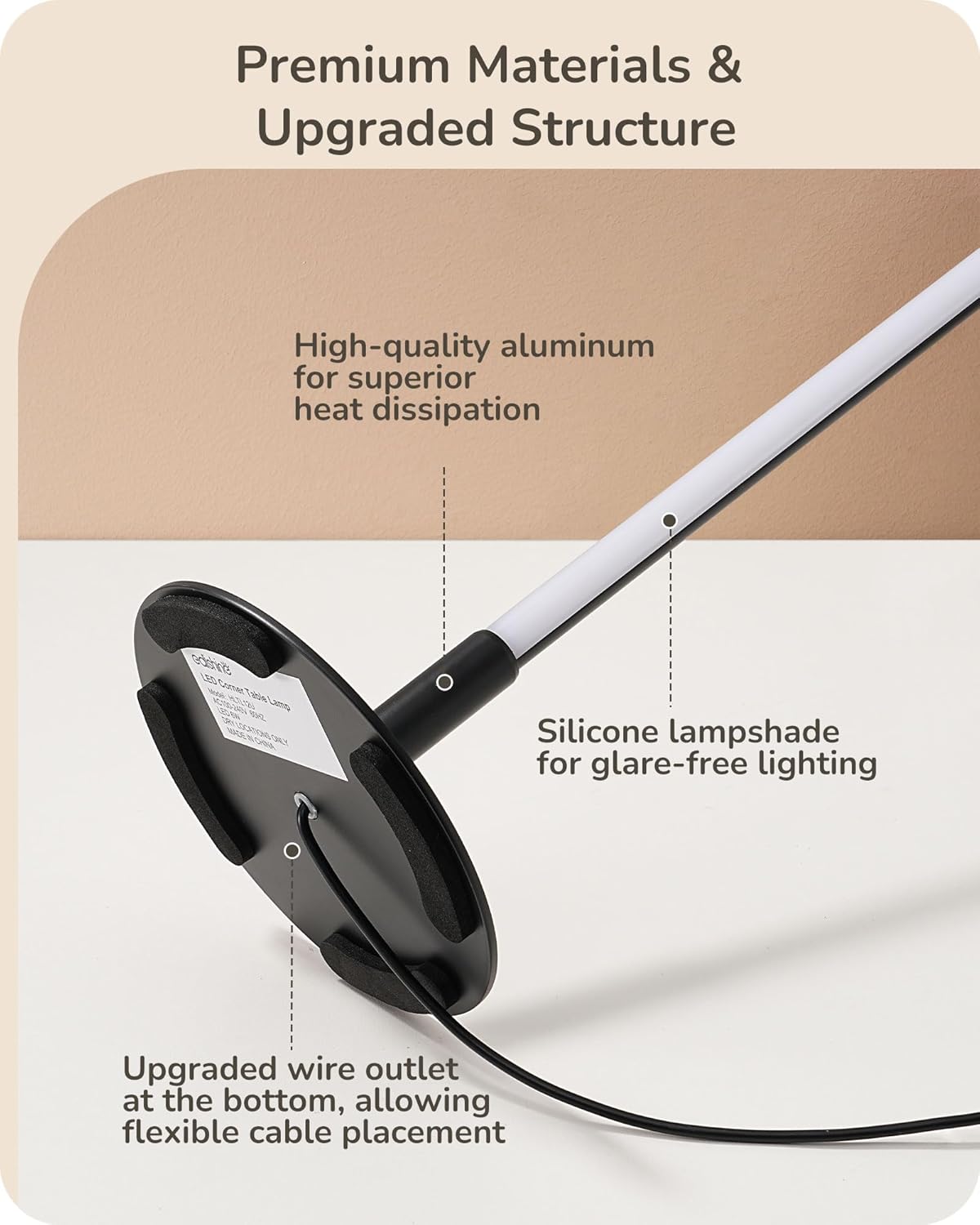 Dimmable Modern Black Bedside Lamp - View 2