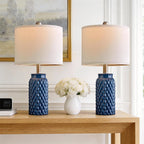 Farmhouse Beige Bedside Lamp — 20.5" — C 20.5" Dark blue-2 Pack