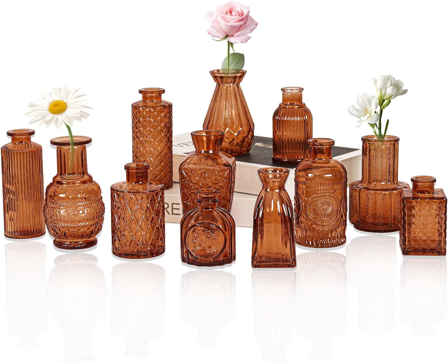 Vintage Farmhouse Blue Flower Vase — Set of 4 — Amber