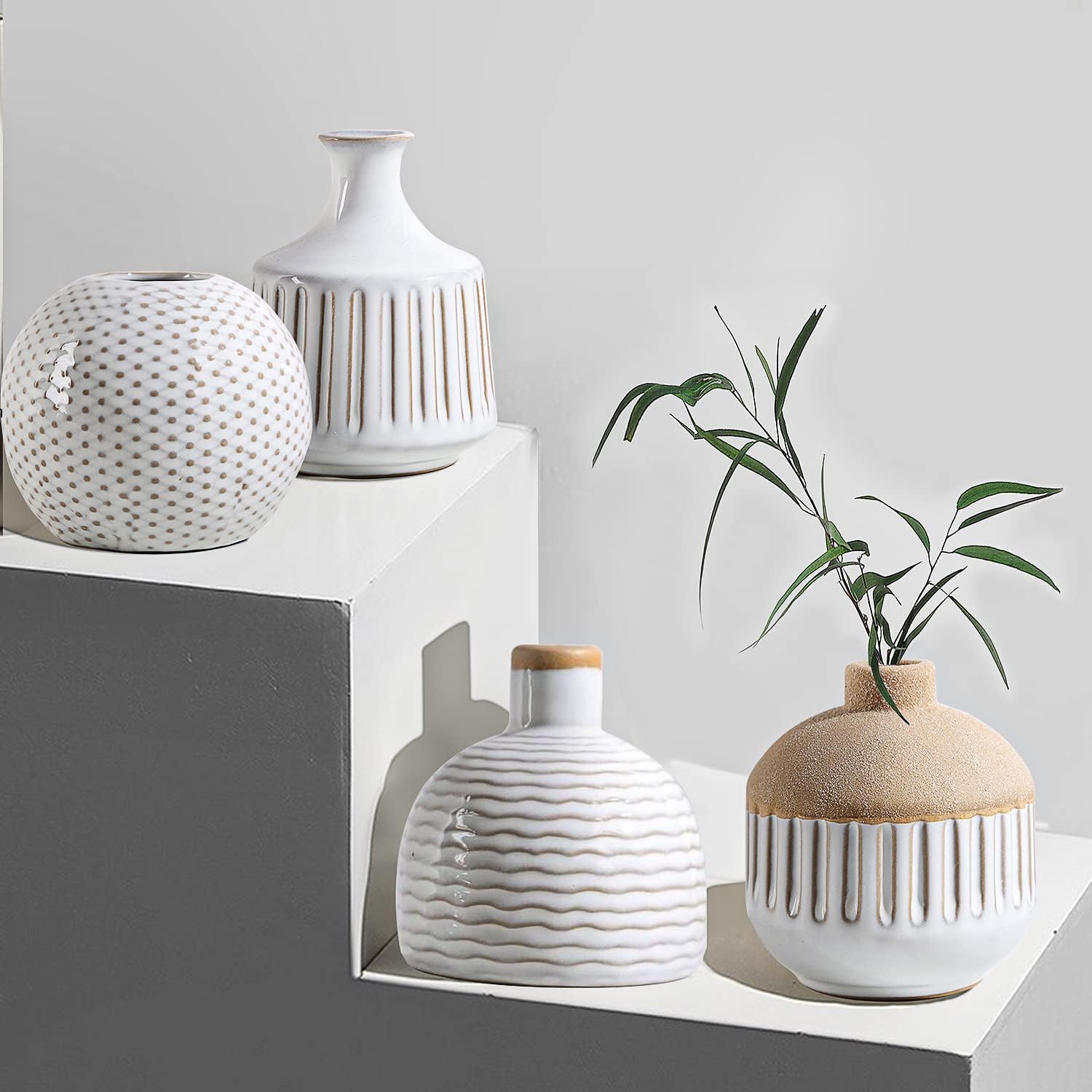 Vintage Boho White Artificial Plant — Set of 4 - View 2