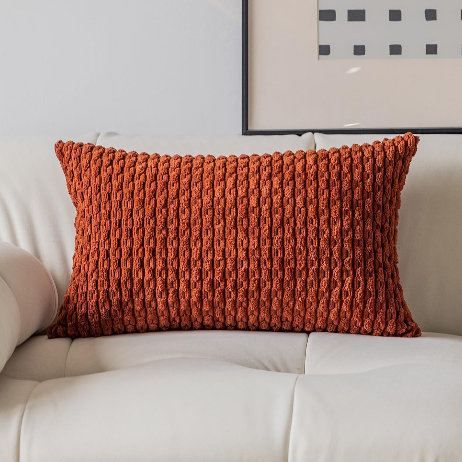 Lumbar Boho Beige Throw Pillow Cover — 36" — 20" x 12" (Pack of 1)