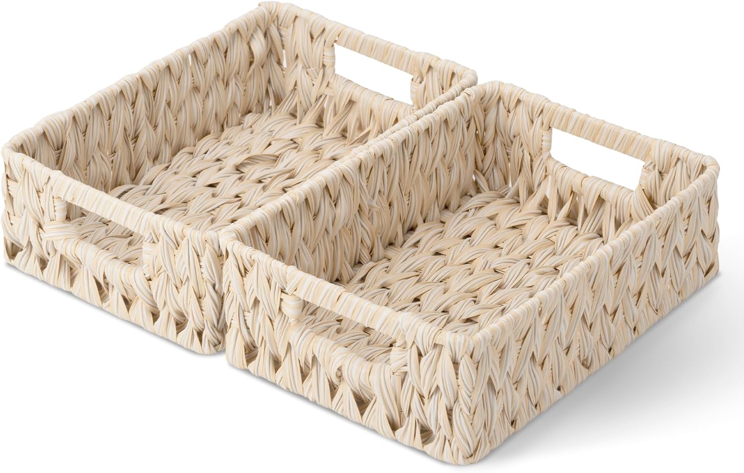 Boho Beige Woven Basket — 13" — 11 ¼"L x 7 ½"W x 3 ½"H