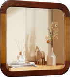 Round Farmhouse Brown Wall Mirror — 30" — 24"L x 24"W