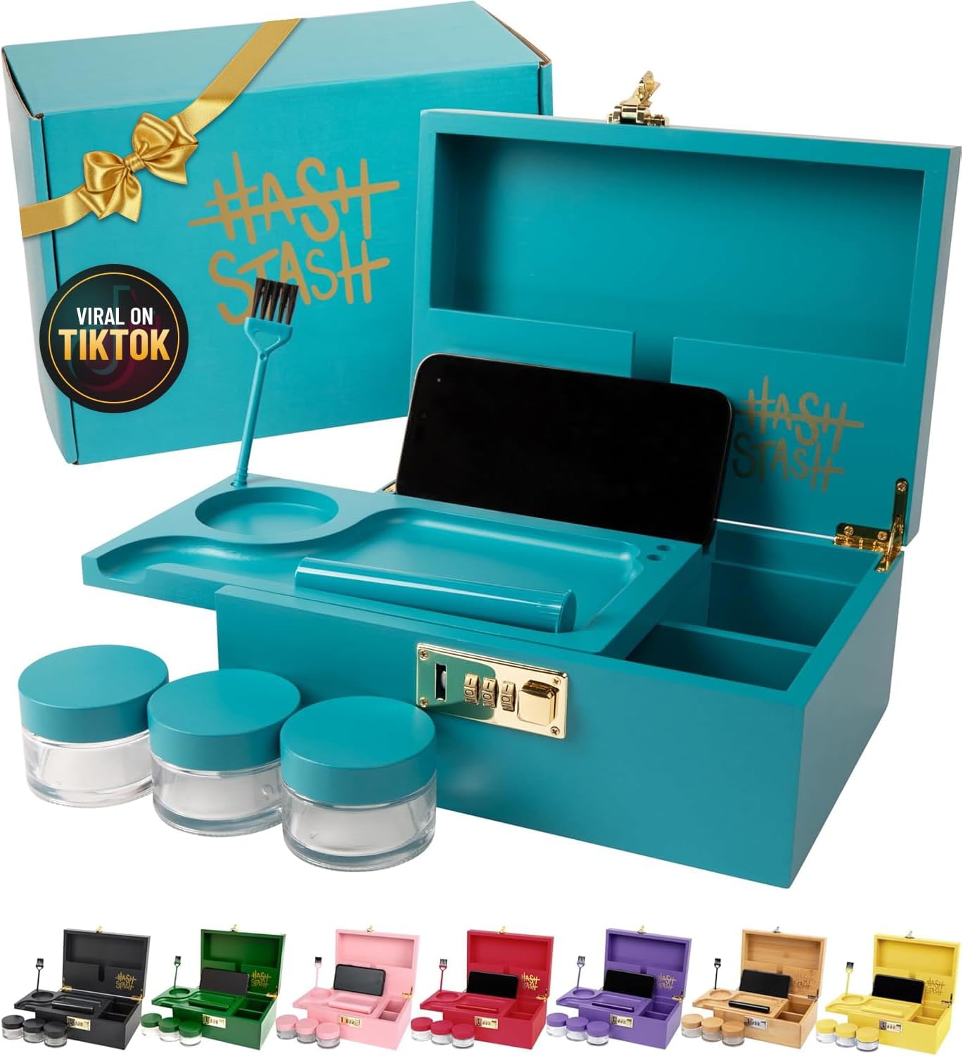 Luxe Black Vase — Teal/Gold