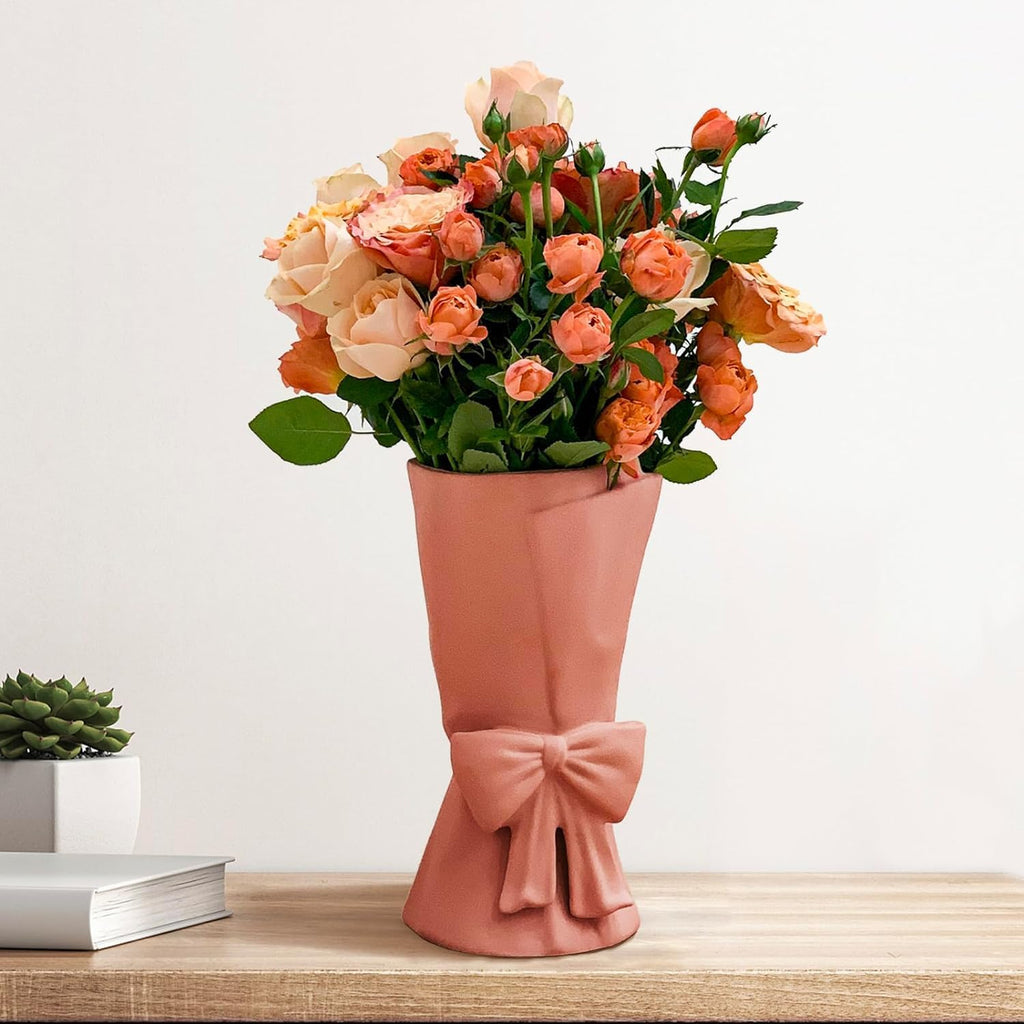 Beige Flower Vase — Pink