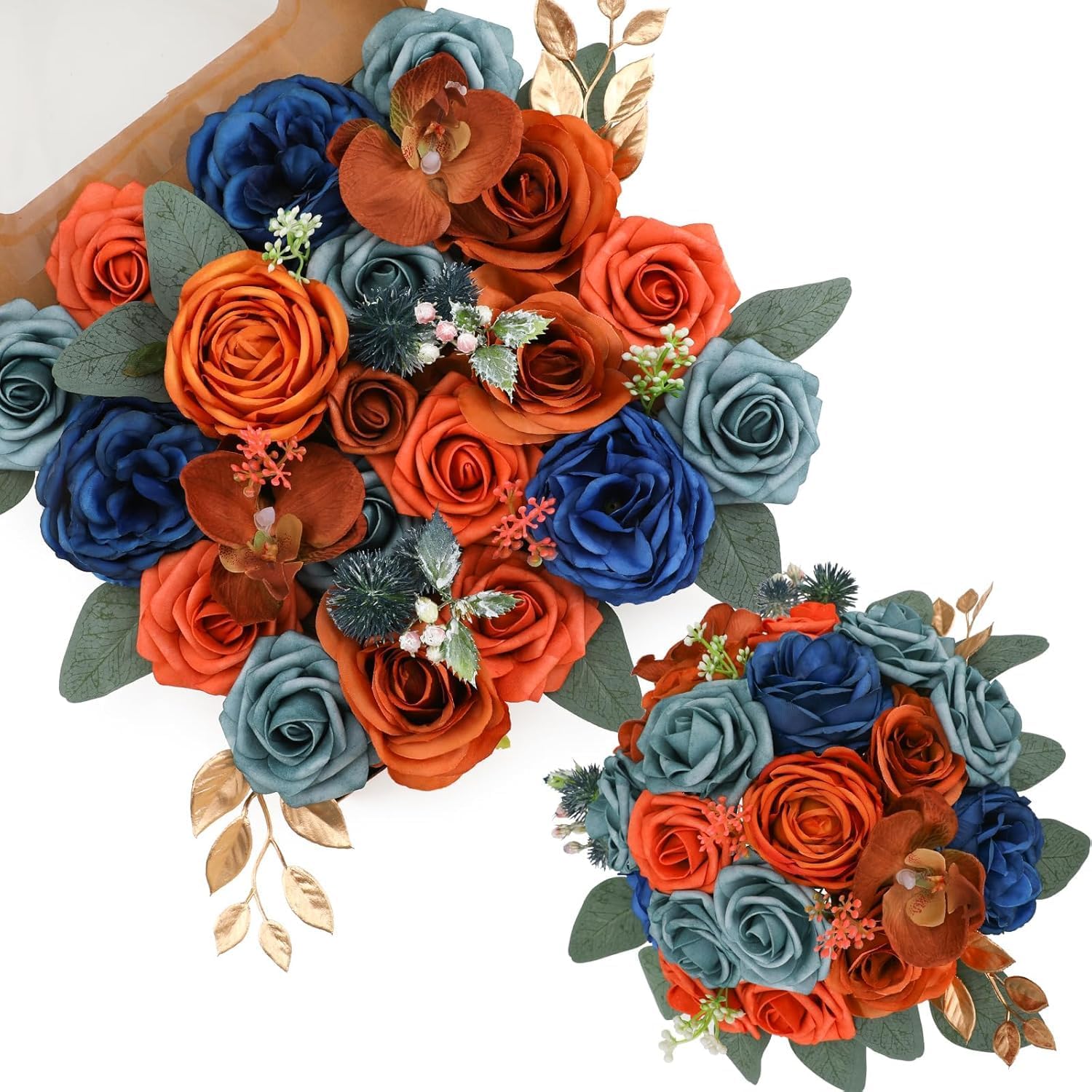 Blue Artificial Flowers — Teal & Terracotta