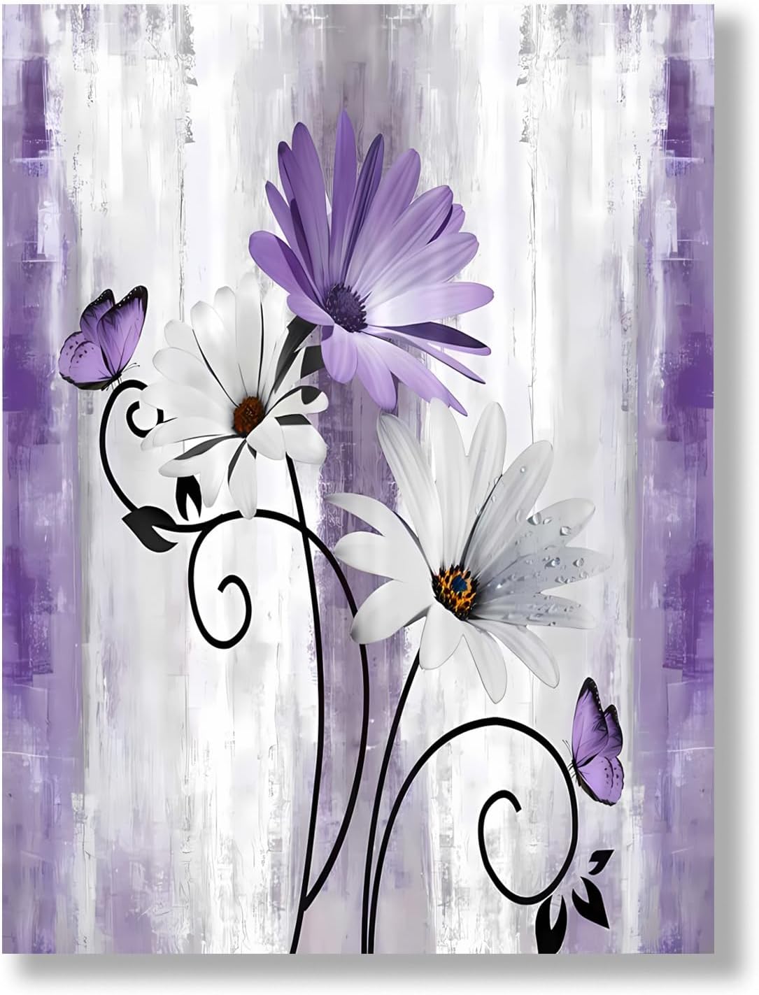 Framed Blue Canvas Wall Art — 12x16 — Purple 018