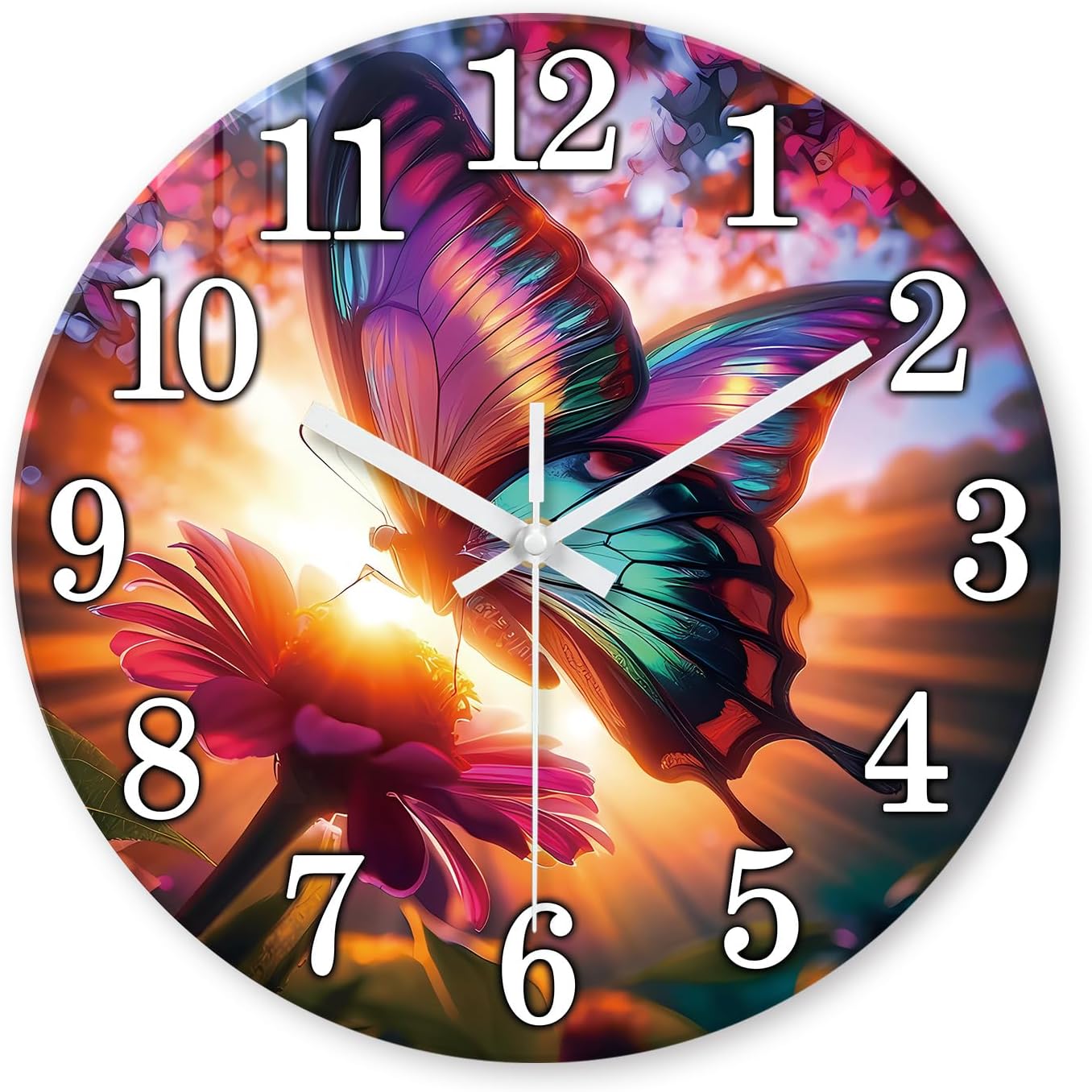 Battery Operated Modern Blue Wall Clock — 12" — Pink