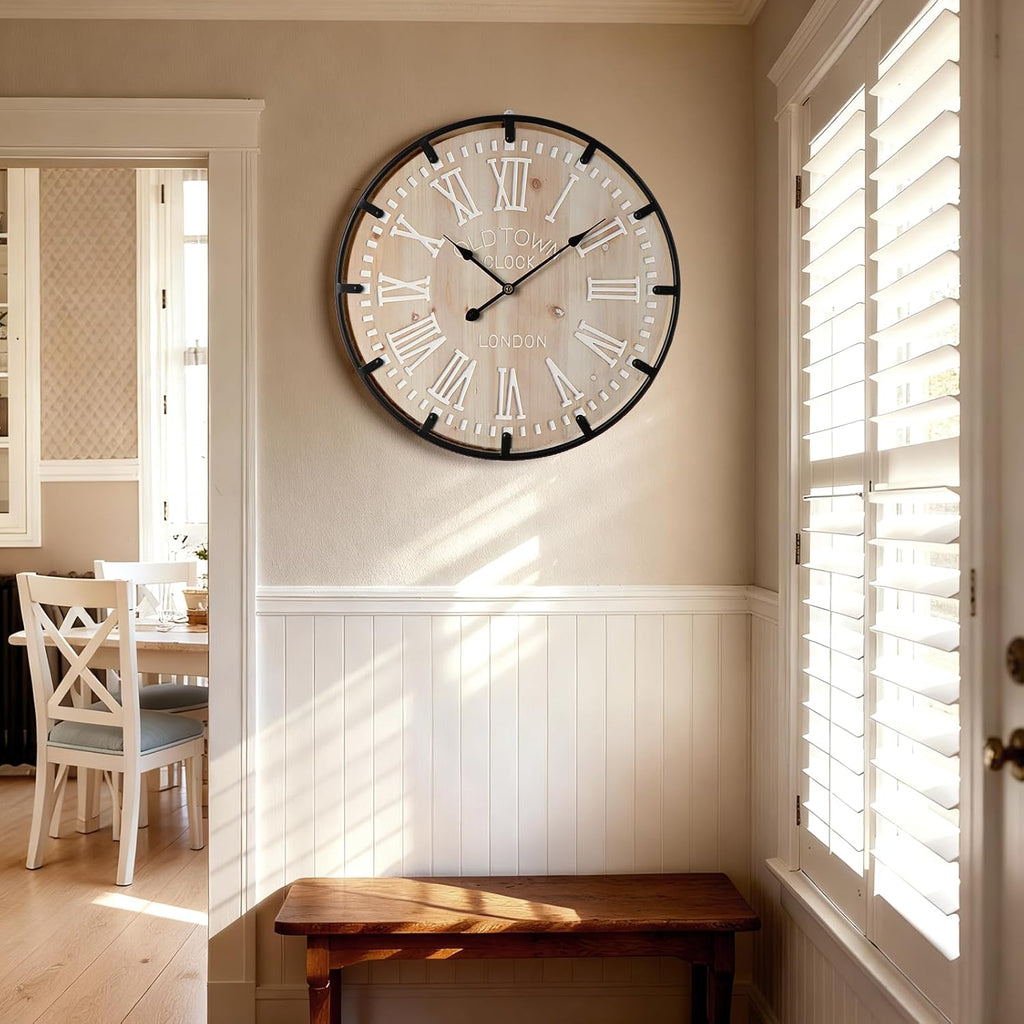Battery Operated Farmhouse Brown Wall Clock — 30" - View 4