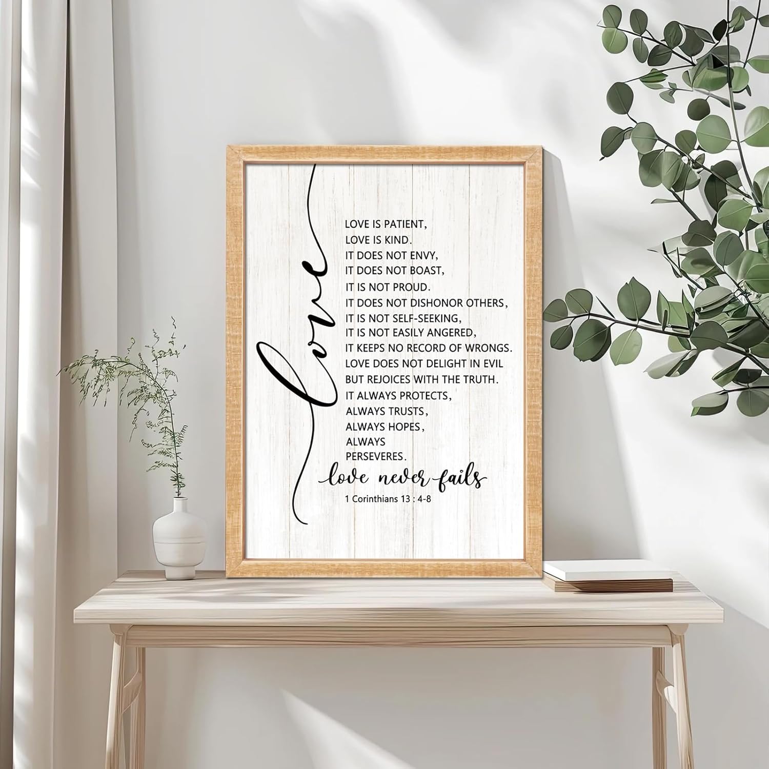 Vintage Farmhouse Beige Framed Wall Art — 11" — Love Natural