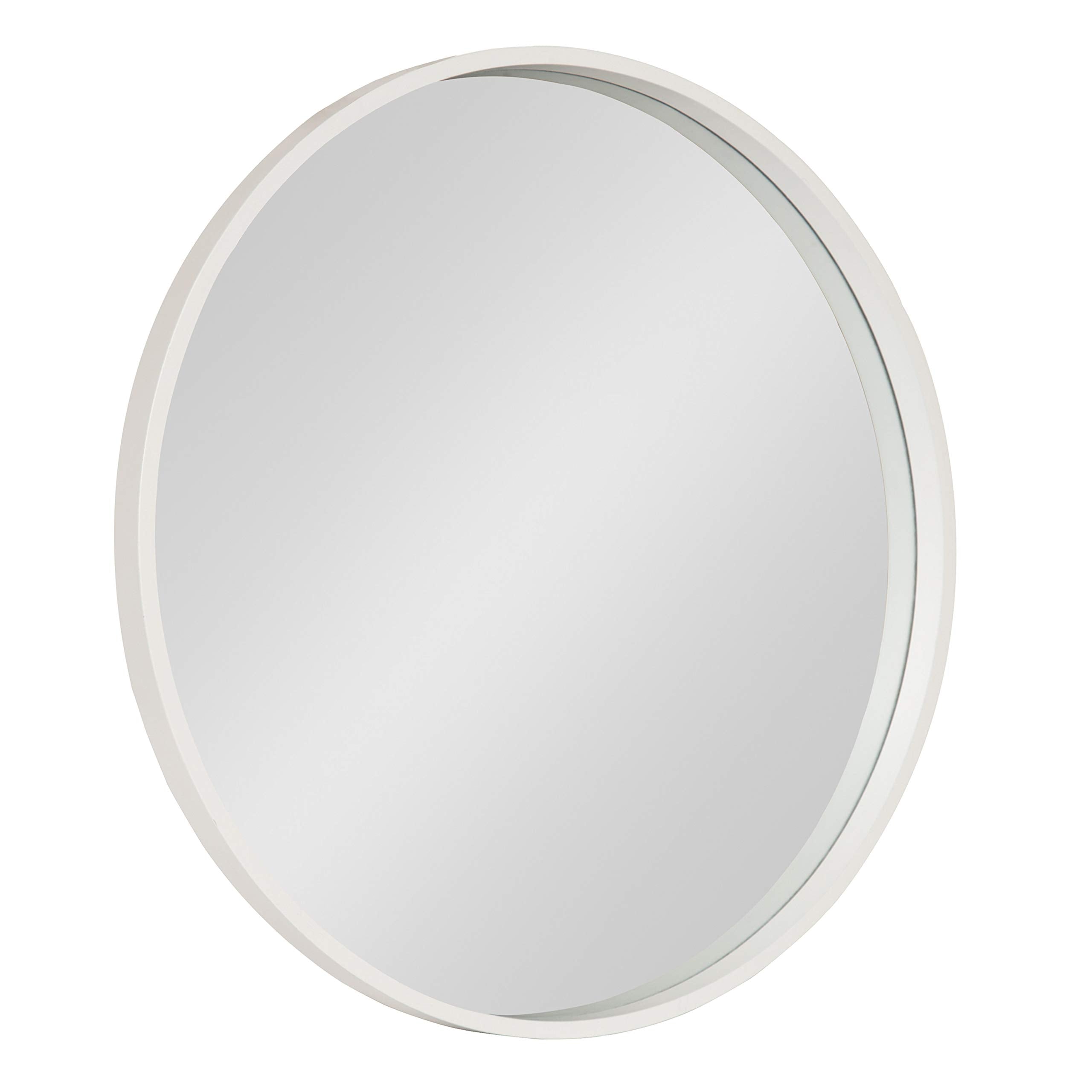 Round Modern Wood Wall Mirror — 25.6"