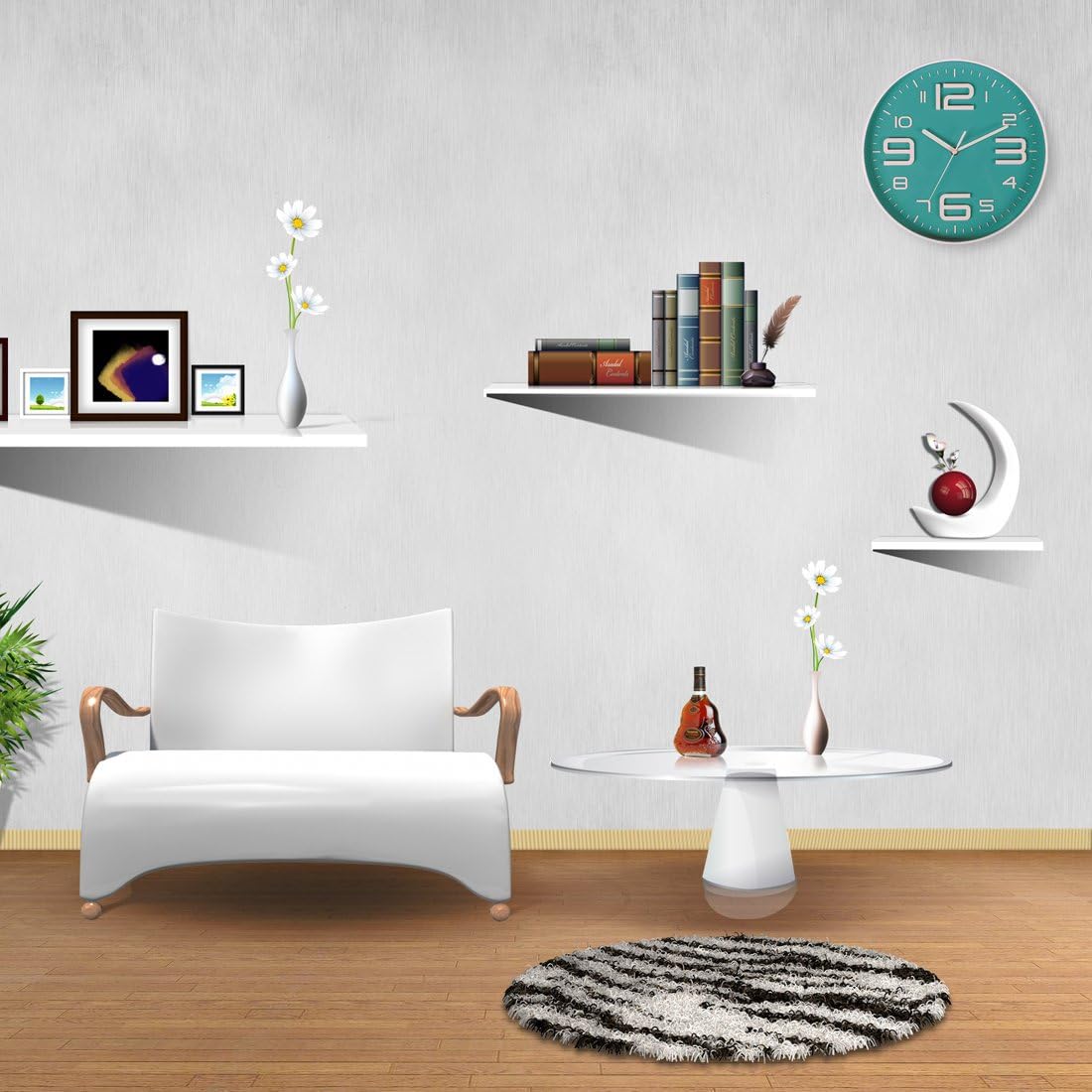 Battery Operated Modern Blue Wall Clock - View 5