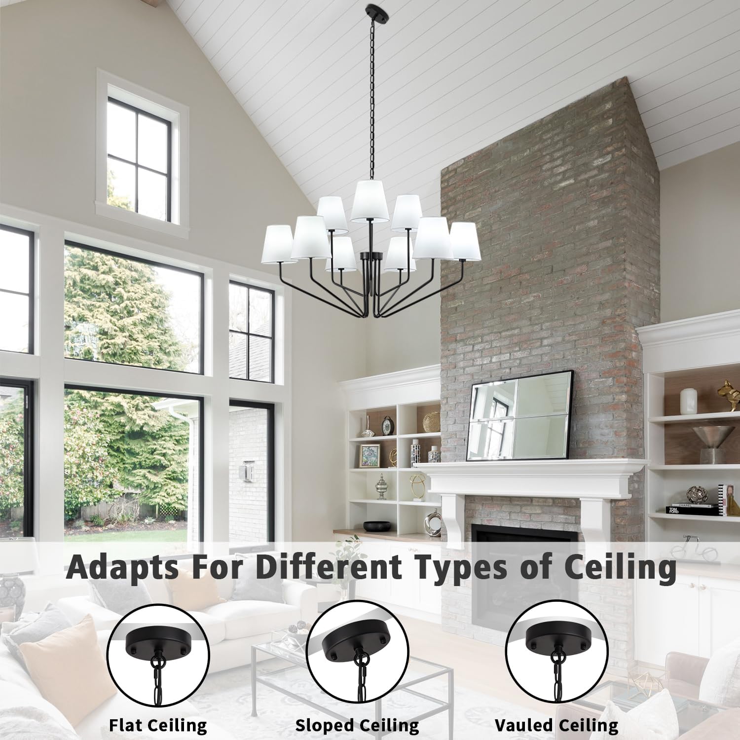 Farmhouse Black Chandelier - View 3