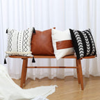 Boho Leather Throw Pillow Cover — 18"