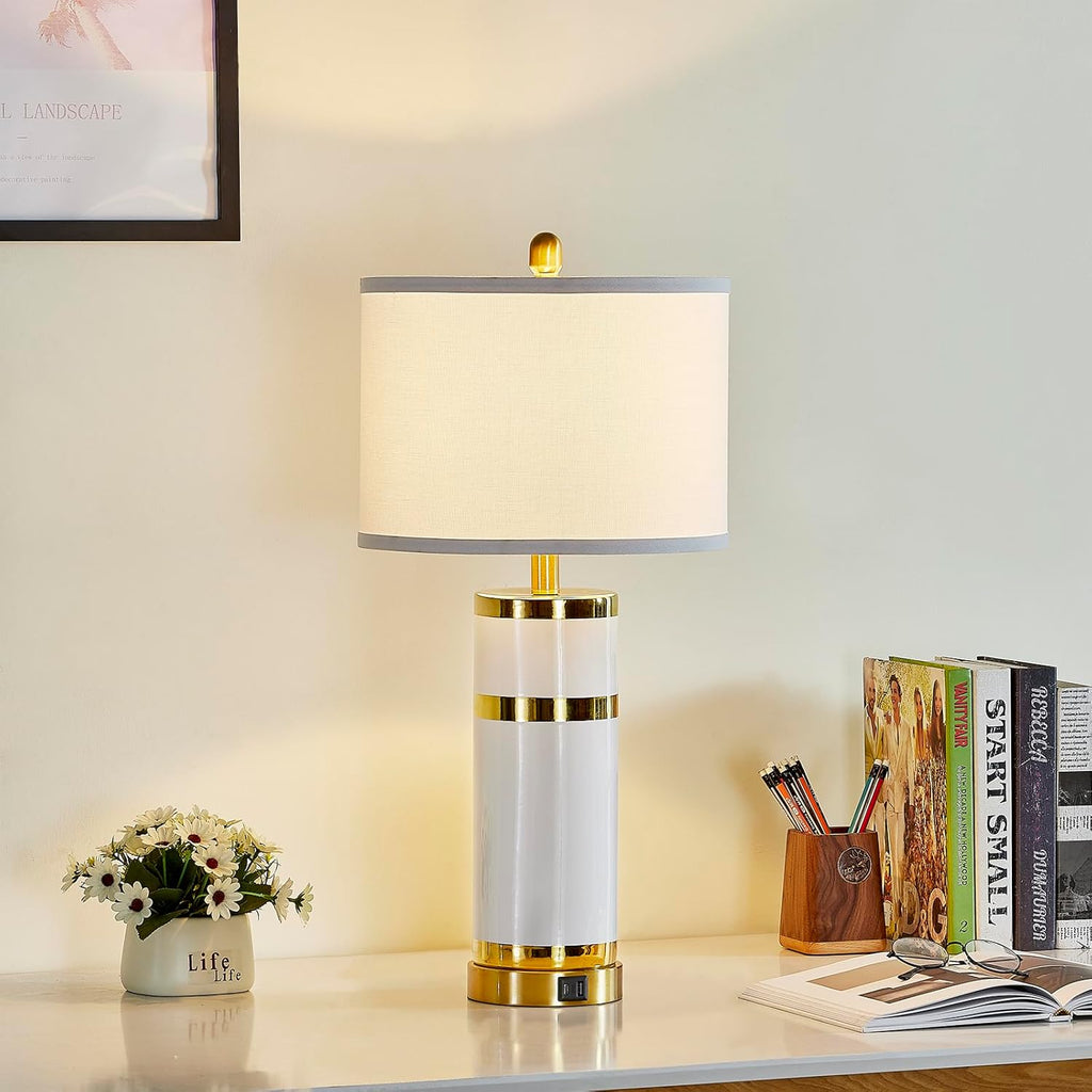 USB Luxe Blue Bedside Lamp — 28" - View 8