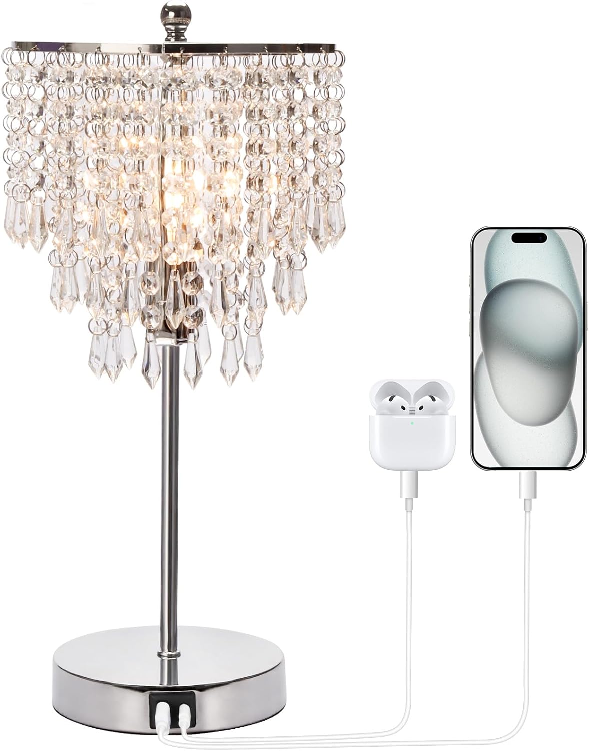 Dimmable Luxe Gold Nightstand Lamp — Silver