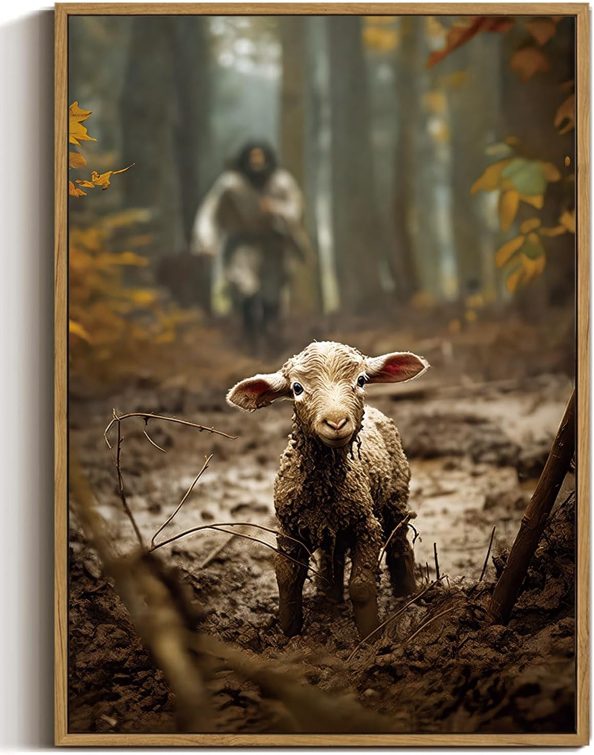 Framed Modern Beige Canvas Wall Art — 16" — Run after