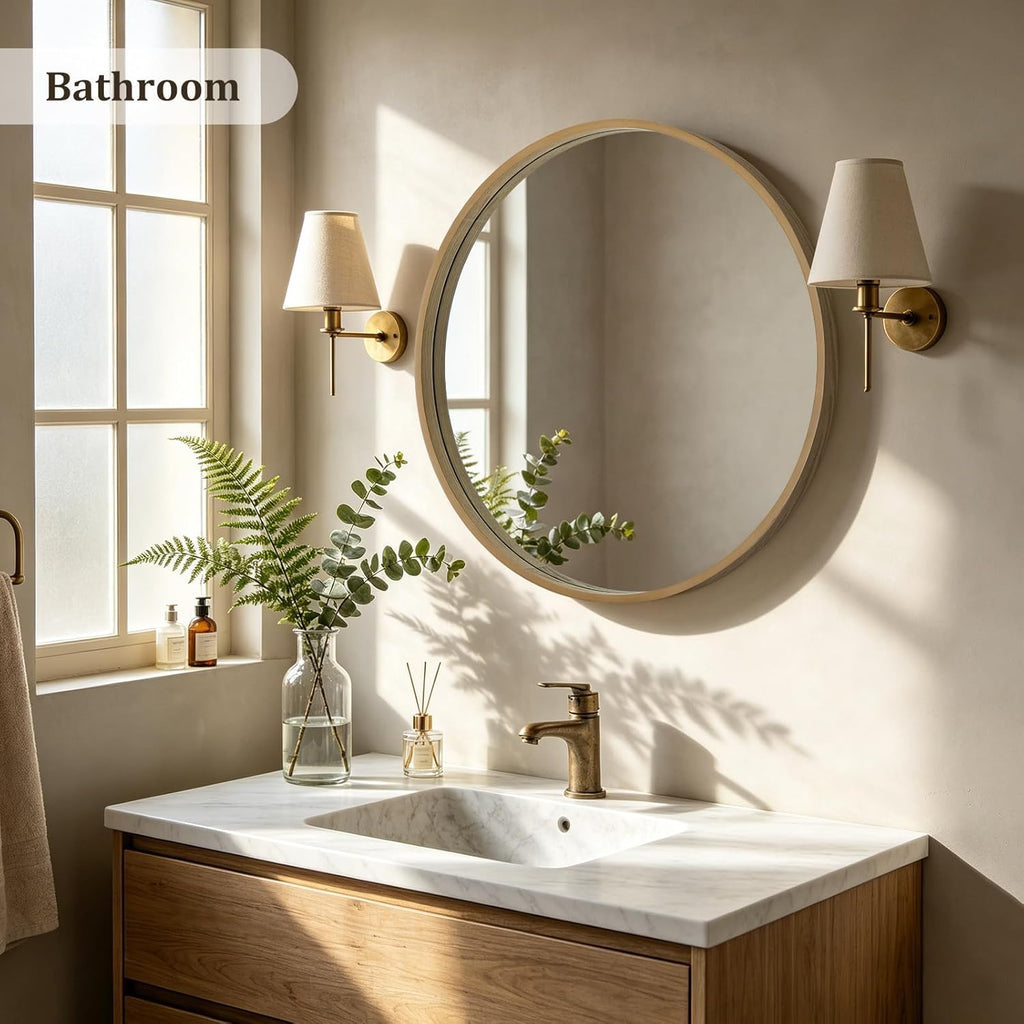 Framed Farmhouse Beige Wall Mirror — 24" - View 2