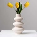 Round Boho White Flower Vase — Off White a