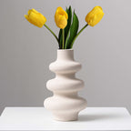 Round Boho White Flower Vase