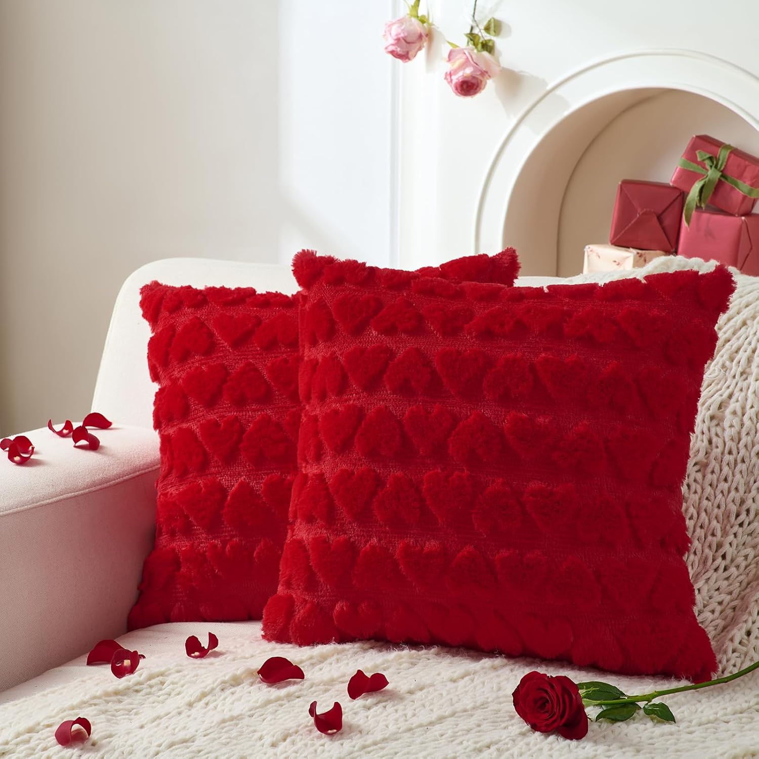 Velvet Boho Beige Throw Pillow Cover — 20" — Red-heart
