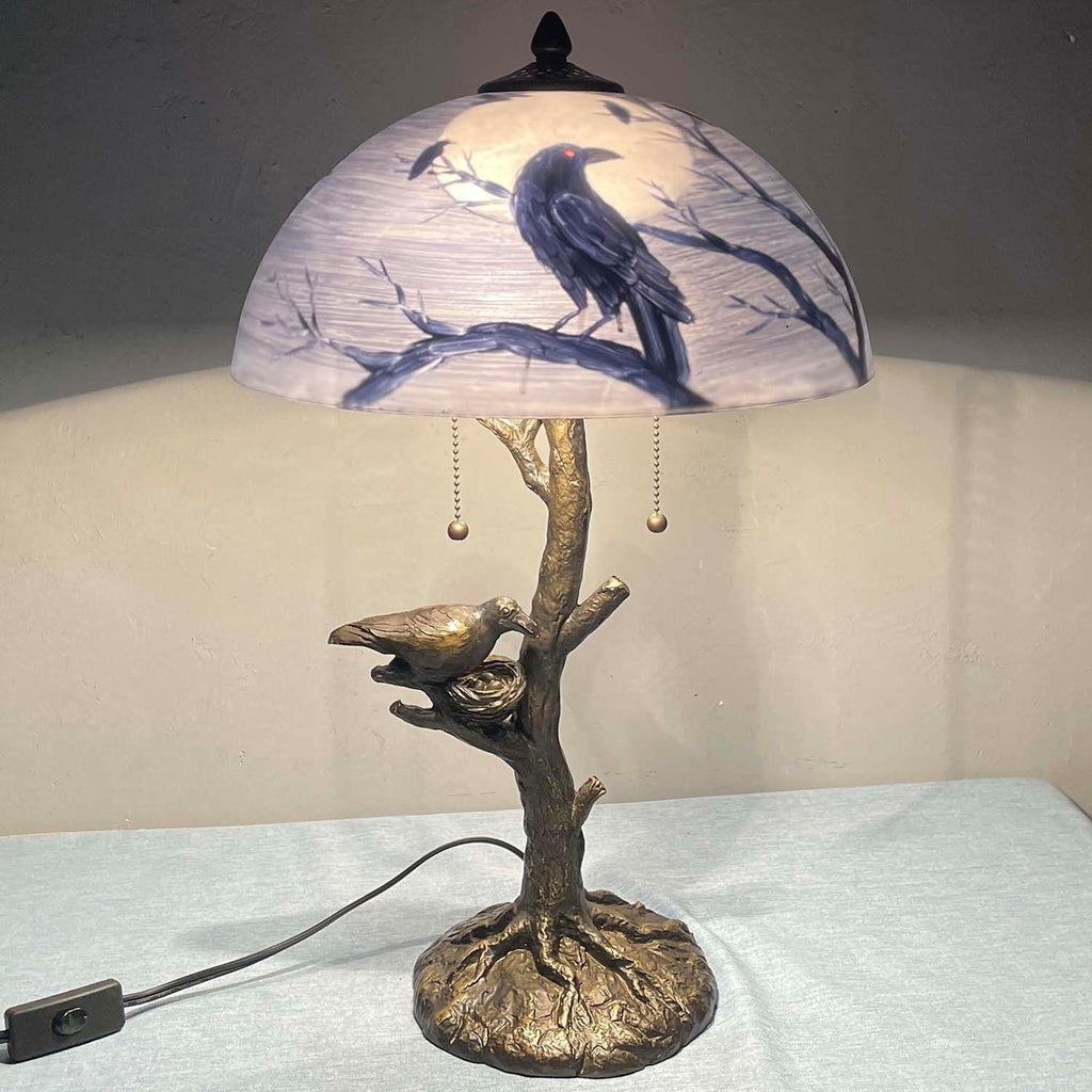 Hand-Painted Black Table Lamp — 14" - View 2