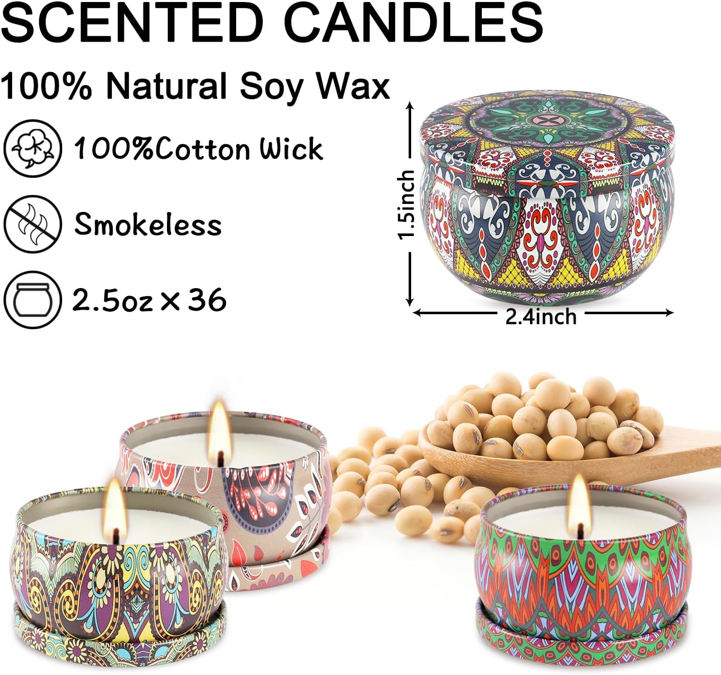 Soy Wax Metal Scented Candle — 5×36 - View 3