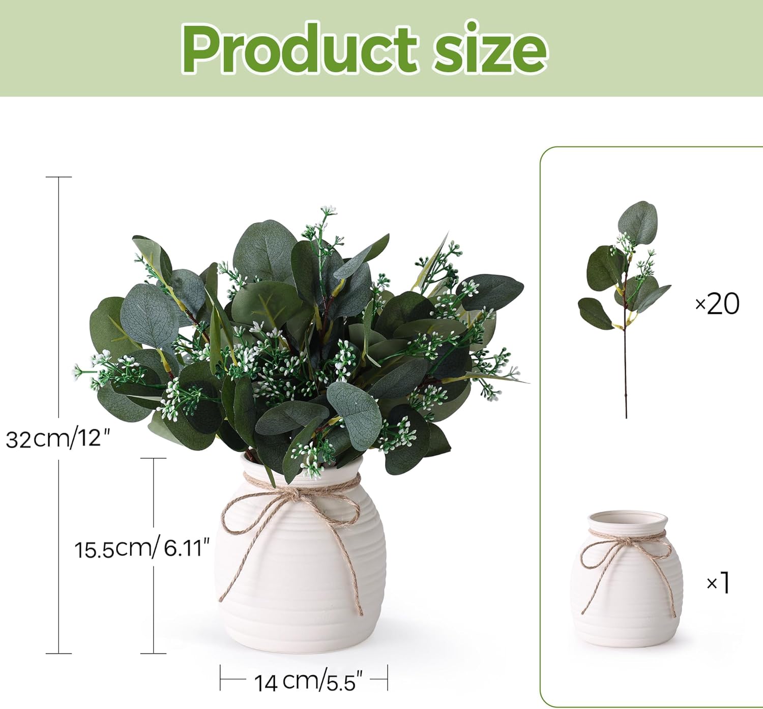 Farmhouse Ceramic Artificial Plant - View 2