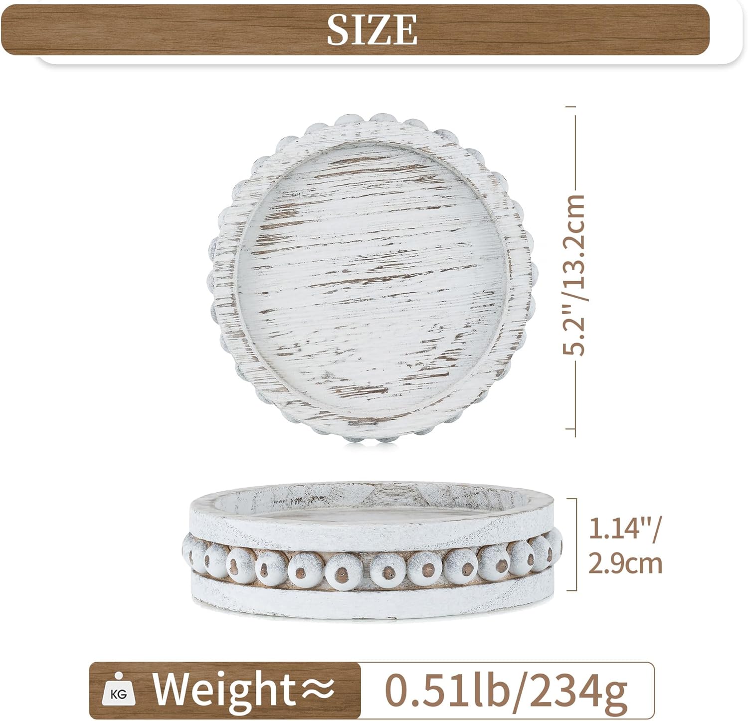 Farmhouse Wood Pillar Candle — 5.11" - View 3