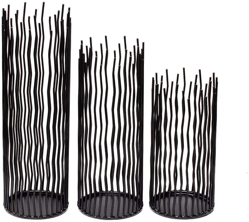 Modern Black Pillar Candle — Set of 3
