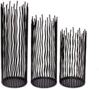 Modern Black Pillar Candle — Set of 3
