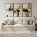 Framed Modern Beige Canvas Wall Art — 24" — 16" x 24" x 3 Panels Framed