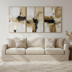 Framed Modern Beige Canvas Wall Art — 24" — 16" x 24" x 3 Panels Framed