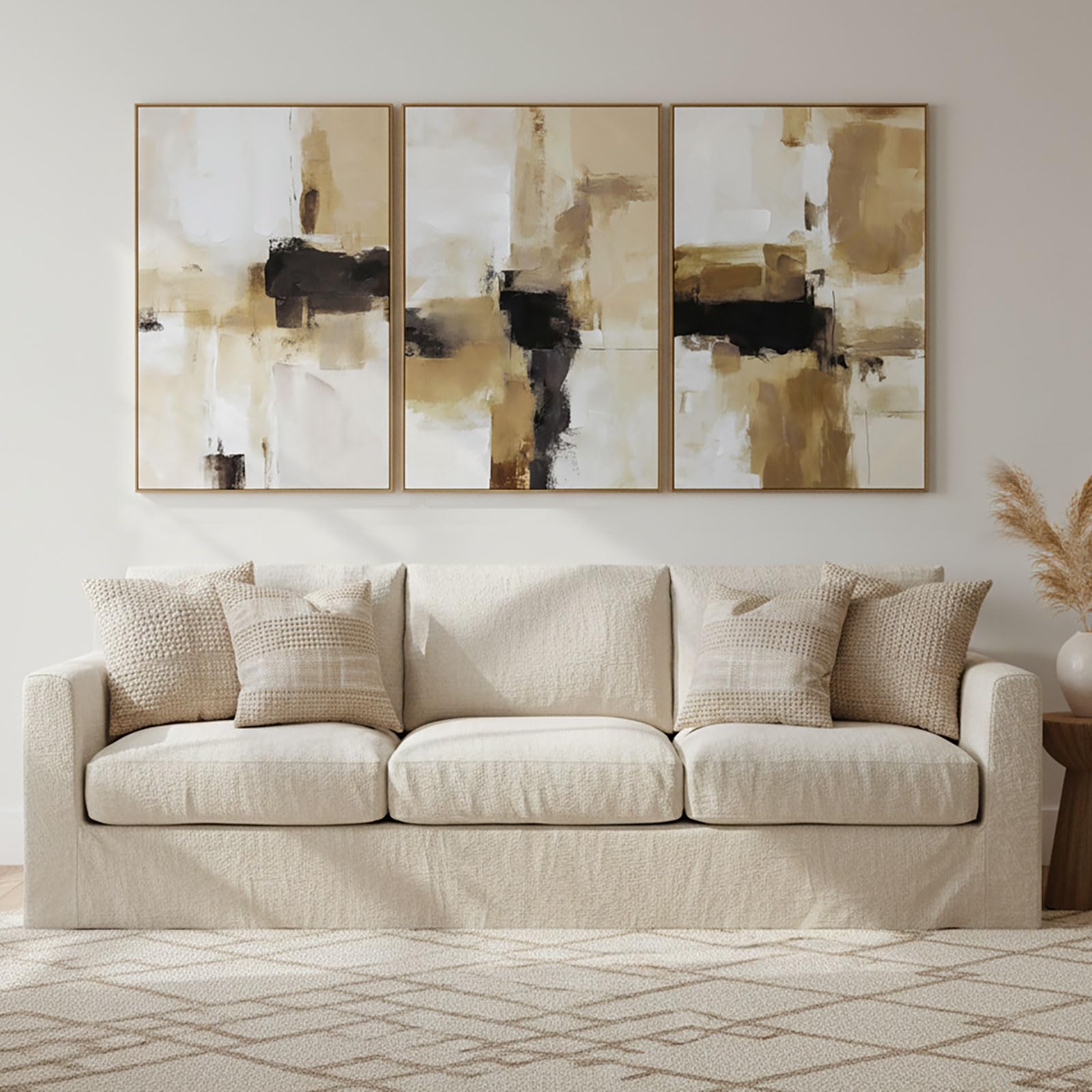 Framed Modern Beige Canvas Wall Art — 24"