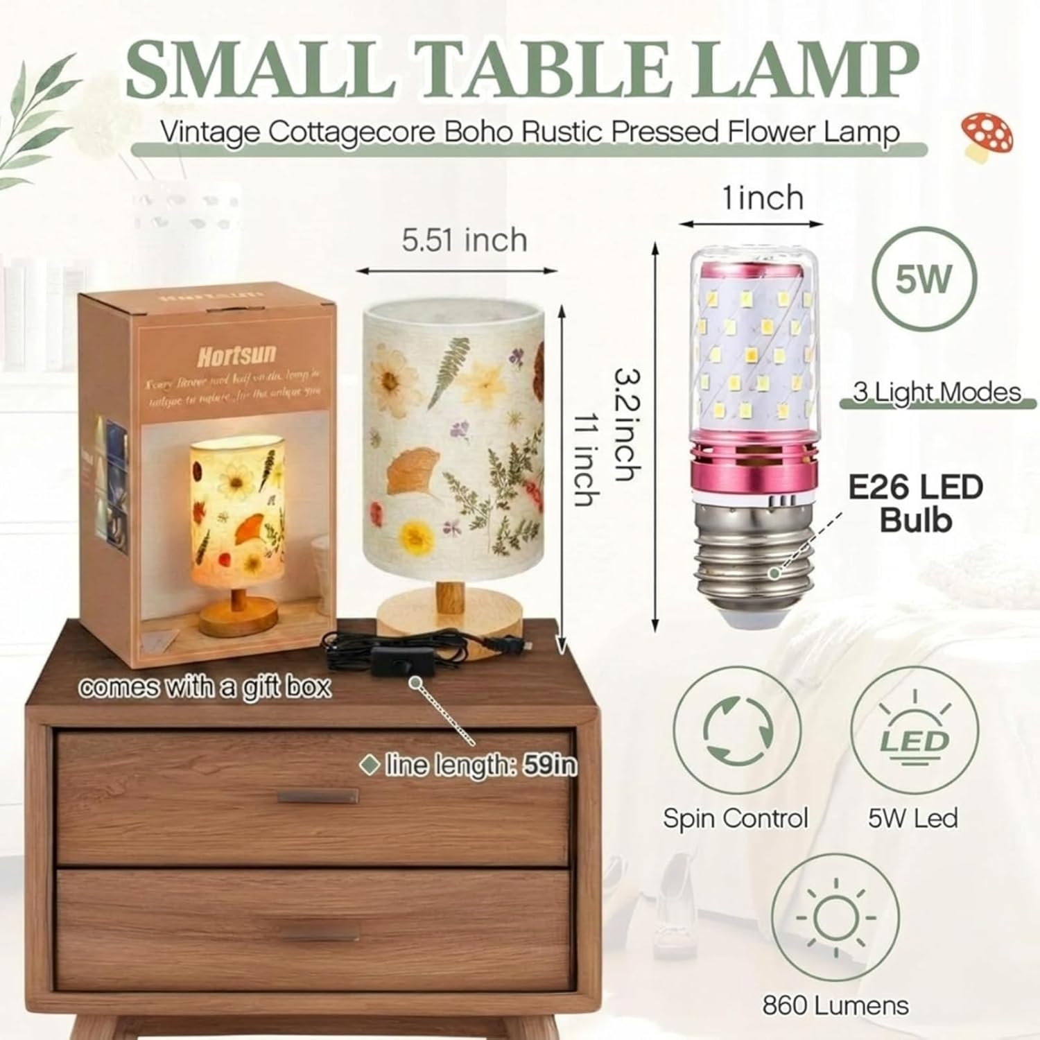 Vintage Boho Metal Table Lamp - View 2
