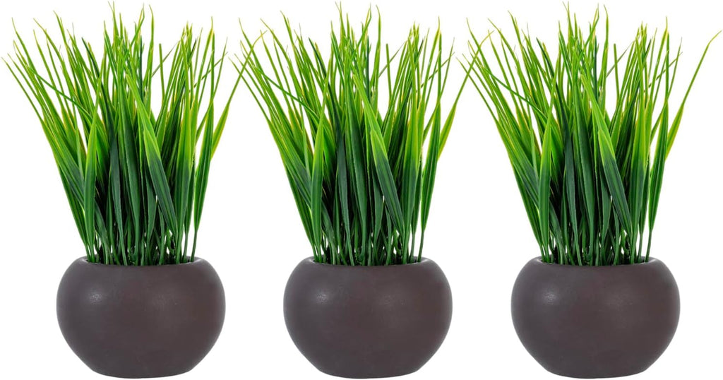 Round Modern Black Artificial Plant — 7" — Dark Brown