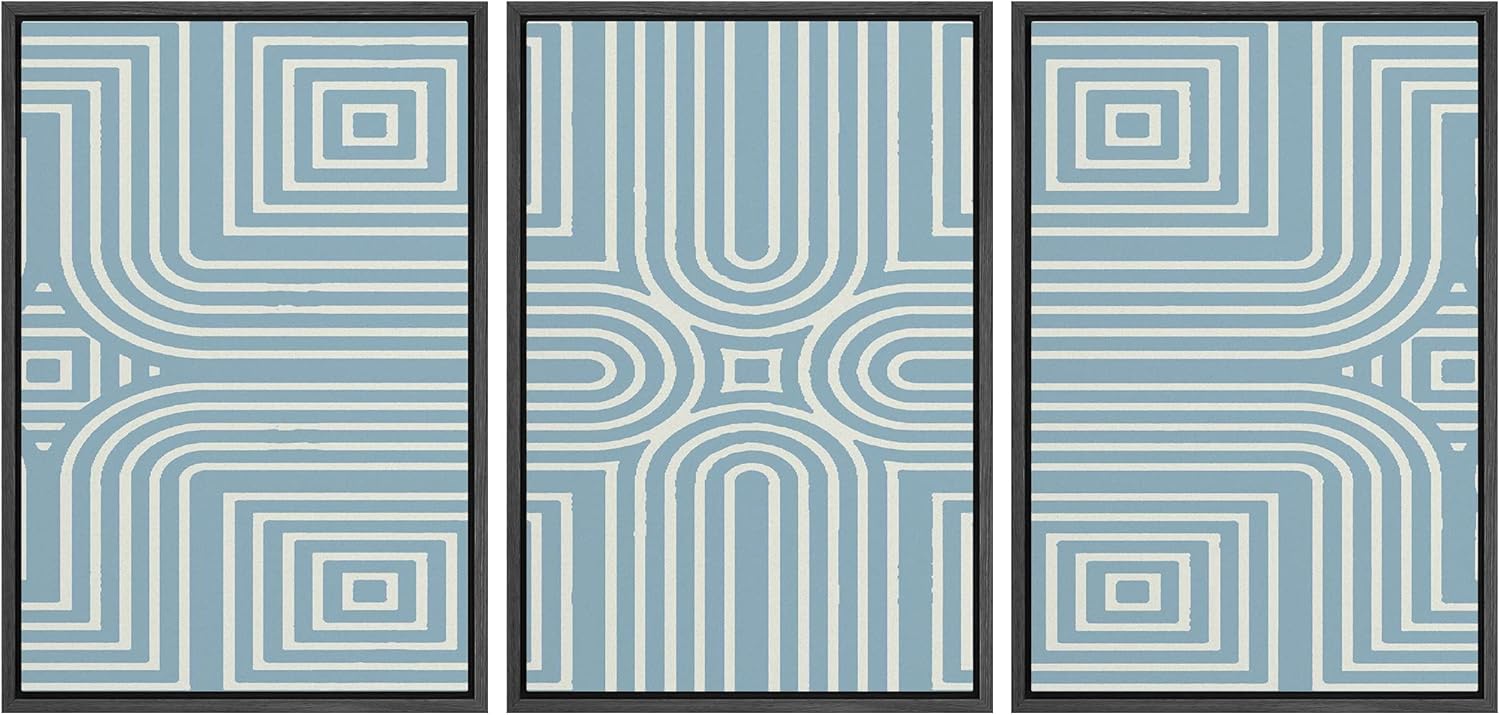Boho Framed Wall Art — 16" — 16" x 24" x 3 Panels BLACK