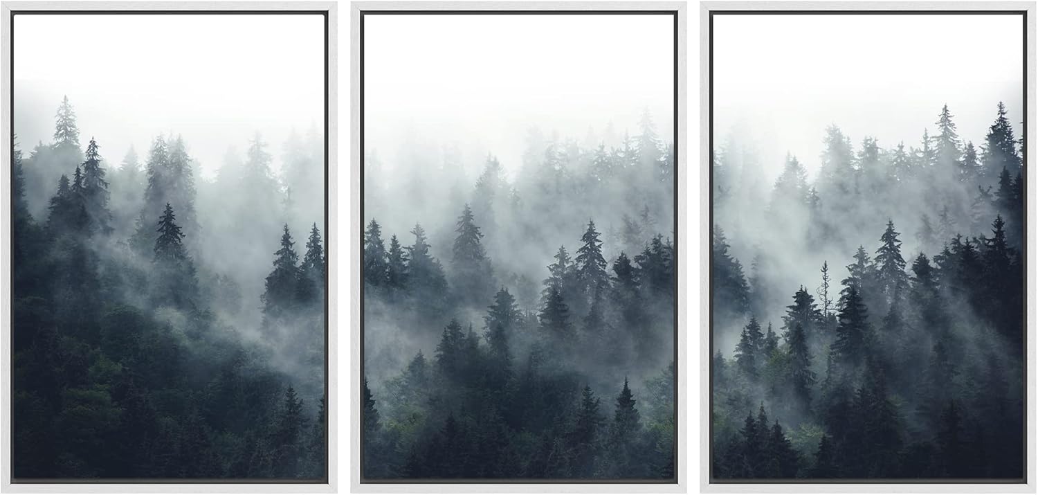 Framed Modern Fabric Wall Art — 16" — 24"x36"x3 Panels White