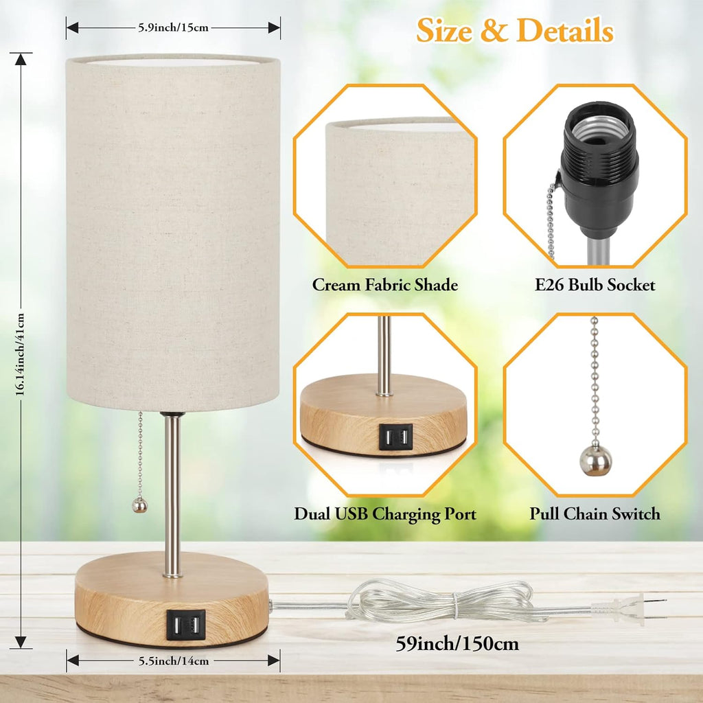USB Modern Beige Desk Lamp — Set of 2 - View 5
