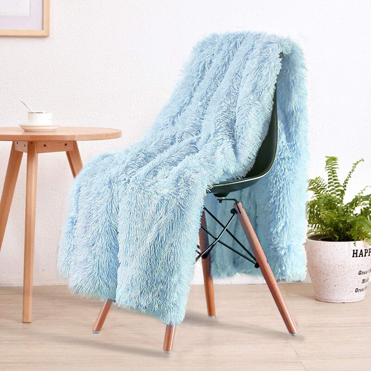 Beige Throw Pillow — 50" — Ice Blue